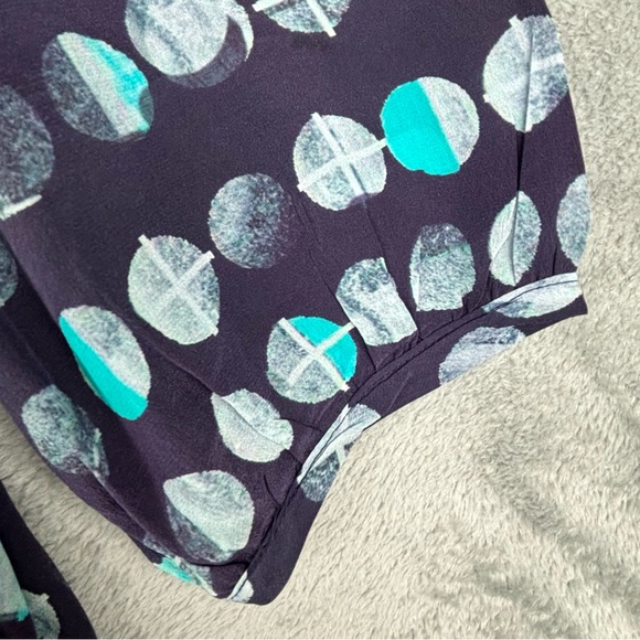 Anthropologie HD In Paris Top Women Medium Moon Phase Peasant 100% Silk - Picture 6 of 14